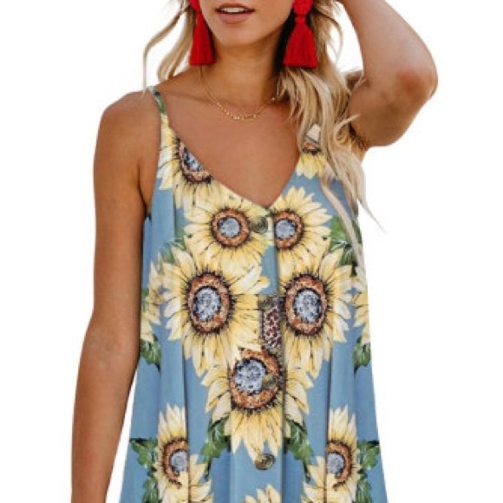 **Sale** Sunflower Button Down Dress